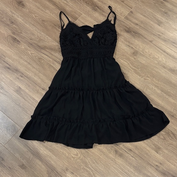 Wish Black Ruffled Mini Dress - Picture 1 of 3